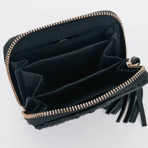 Wynona Woven Card Wallet Solid Black - Picture 2 of 2